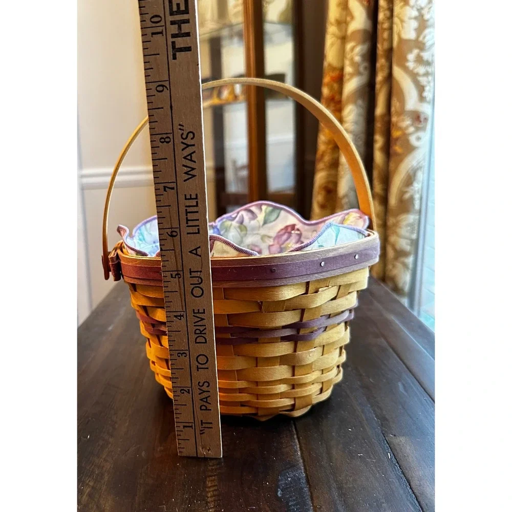 Longaberger 2000 Handwoven Basket with Floral Liner and Protector Dresden‎ Ohio